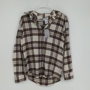 Tommy Bahama Kid's Blue‎ White Tan Plaid Long Sleeve Button Down Shirt Size XXL